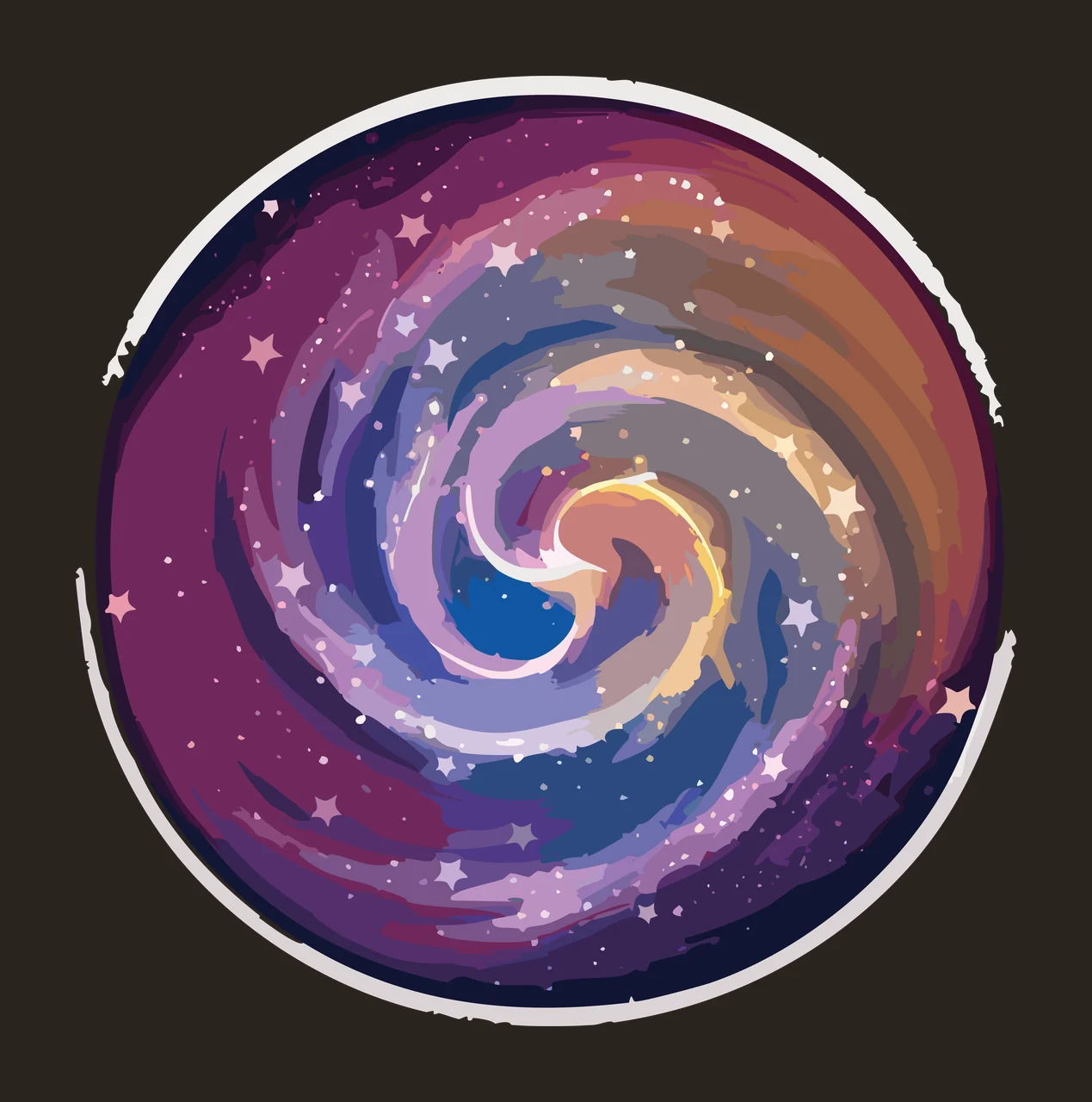Swirling Star Circular Black Shape circle line drawing swirl contrast preview thumbnail