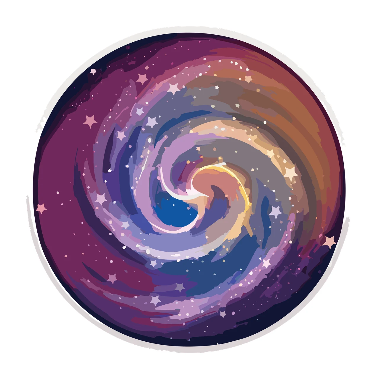 Swirling Star Circular Black Shape circle line drawing swirl