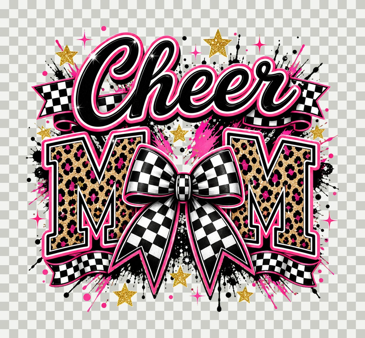 Checkered Coquette Cheer Mom Cheerleader Team Variation F transparency and detail preview thumbnail