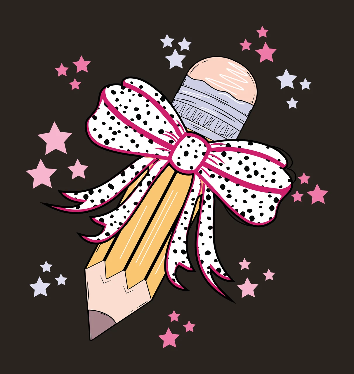 Crayon Silhouette With Decorative Stars bow star black decoration contrast preview thumbnail