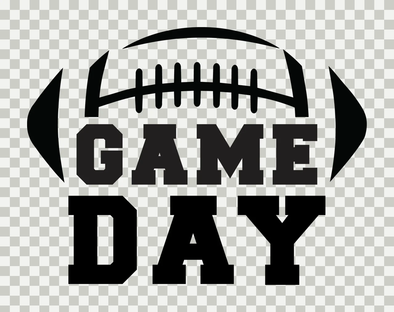 Game Day Football With Text And In Black transparency and detail preview thumbnail
