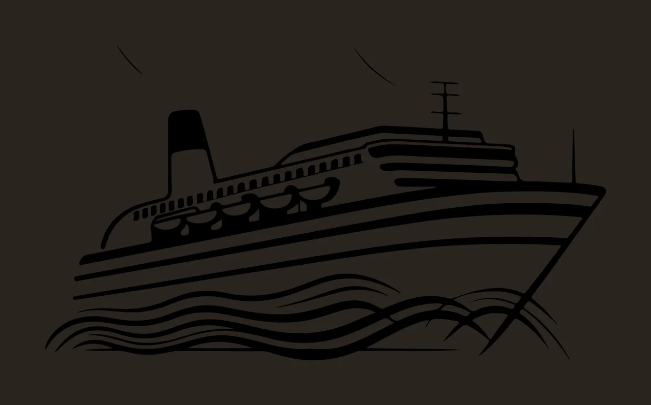 Cruise Ship Black Outline On Waves floating vessel water wave contrast preview thumbnail