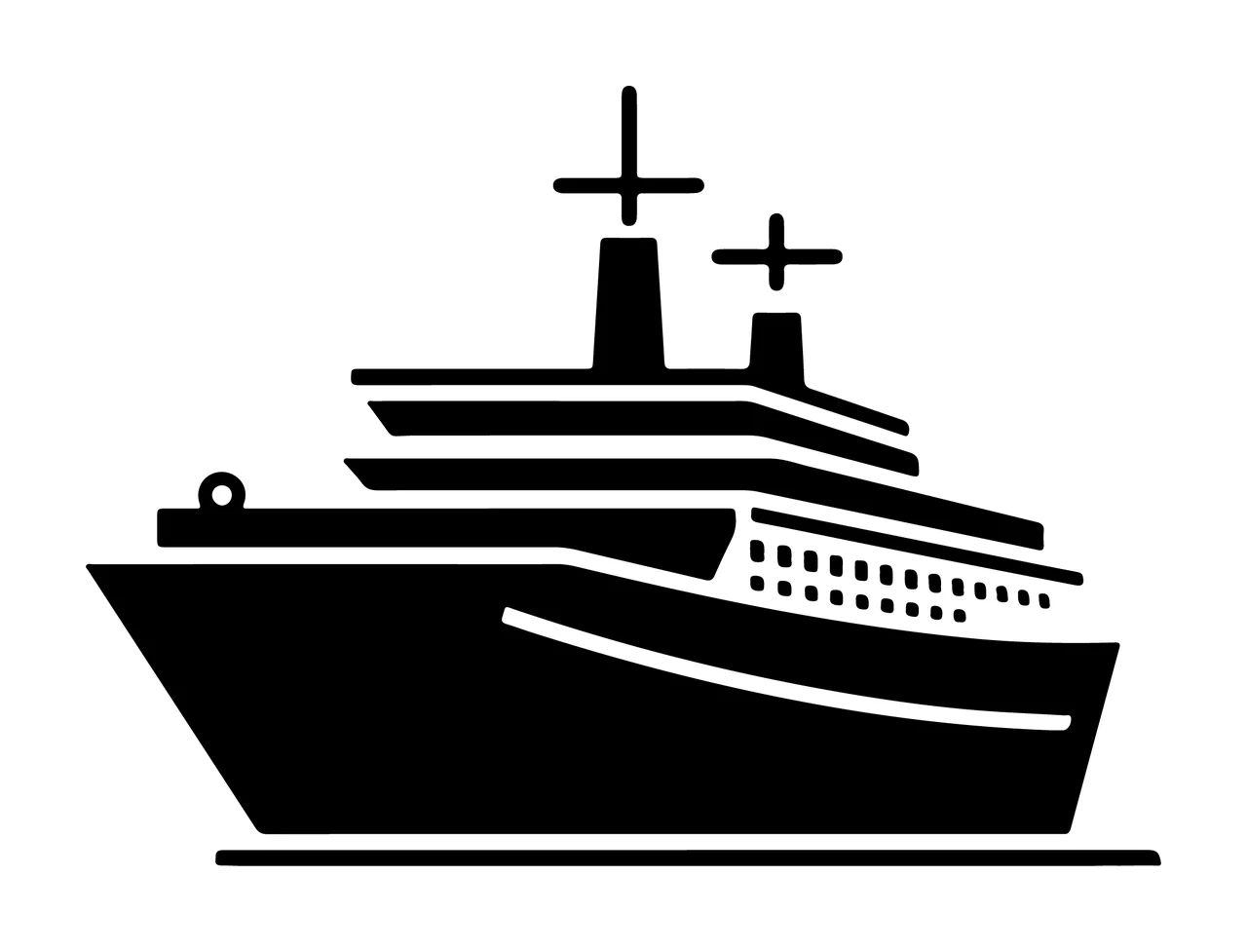Ship Black Silhouette Of A Passenger water line white boat