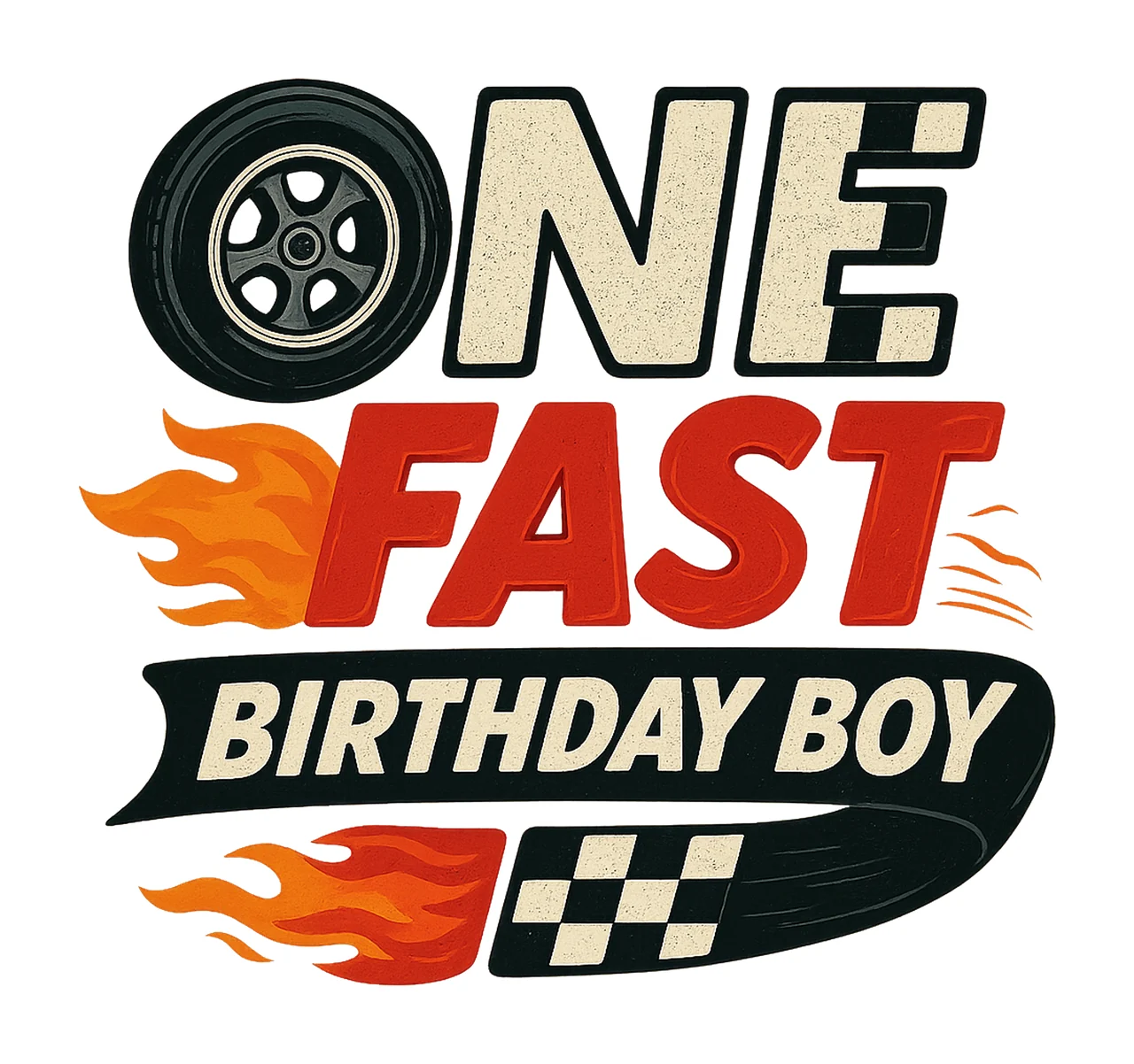 One Fast Birthday Boy Race Car Birthday Design 1st Birthday