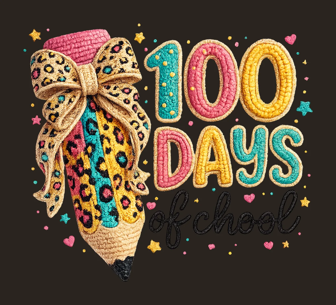 100 Days of School Little Miss 100 Days Smarter Faux Digital contrast preview thumbnail