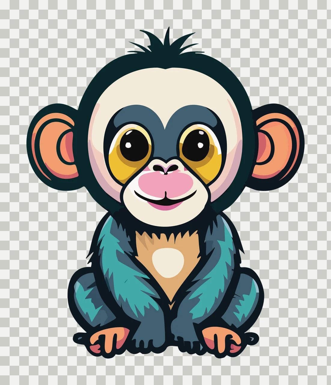 Animal Monkey Silhouette Sitting Down solid black white plain transparency and detail preview thumbnail