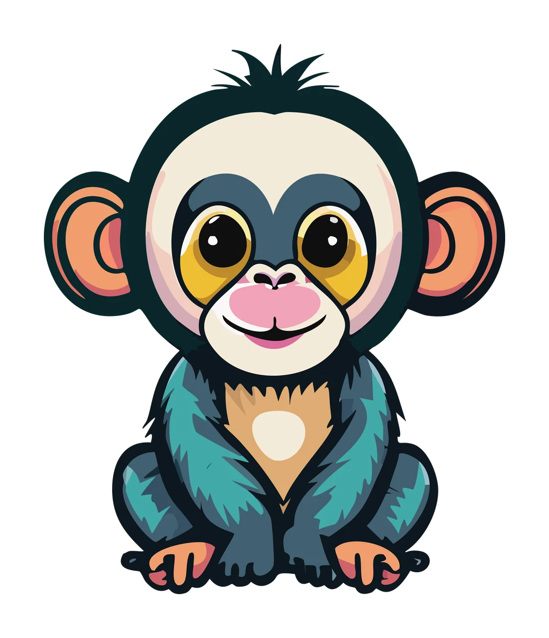 Animal Monkey Silhouette Sitting Down solid black white plain