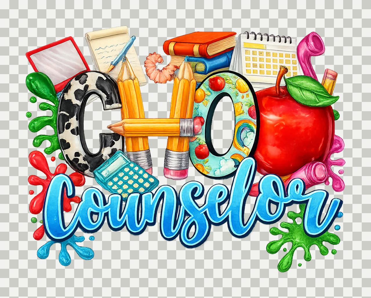 School Counselor Western Teacher Pencil Design Sublimation transparency and detail preview thumbnail