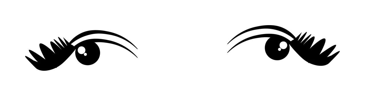 Minimalist Black Stylized Eyes With Long Lashes eyelashes pupils