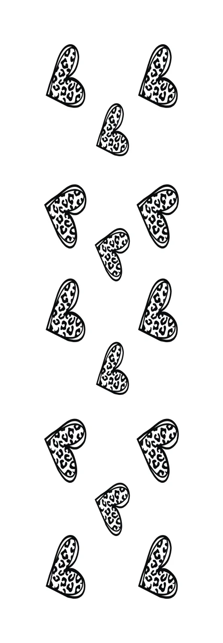 Hearts Leopard Print Heart Pattern Column arranged black white