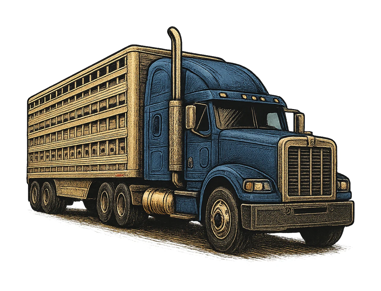 Cattle Truck Machine Embroidery Design Farm Truck Artwork