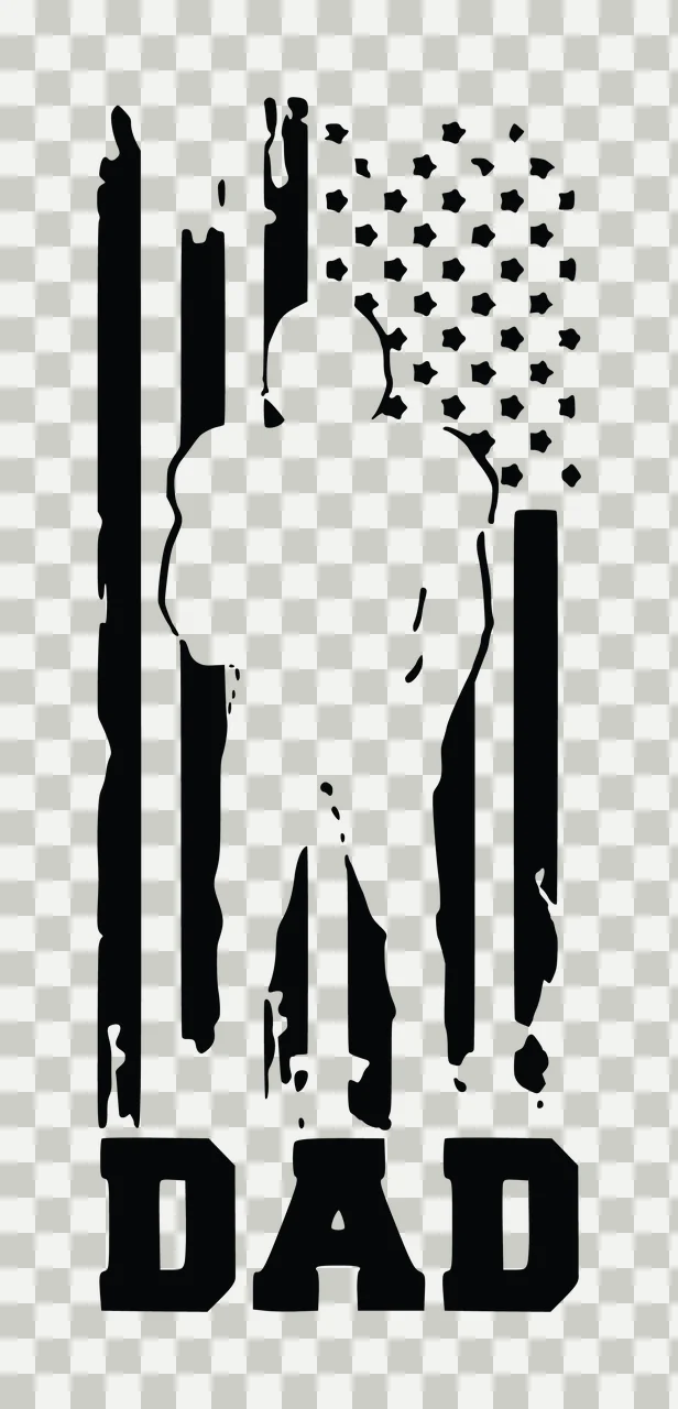 Football Dad American Flag Player Silhouette standing stencil transparency and detail preview thumbnail