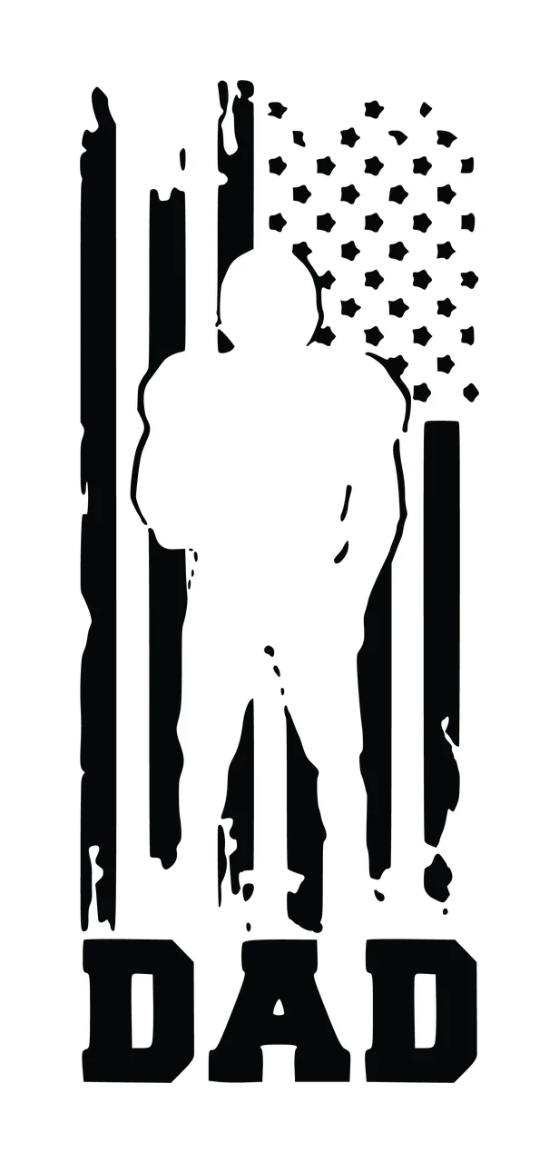 Football Dad American Flag Player Silhouette standing stencil