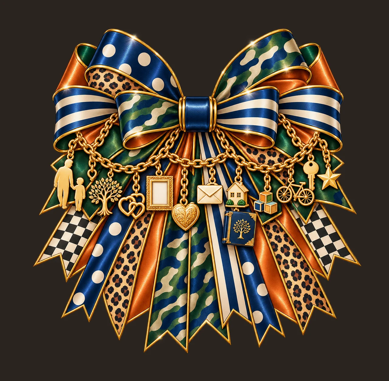 Grandson Bow Charm PNG, Gold Chain Charms, Transparent Sublimation Design, Digital Download contrast preview thumbnail