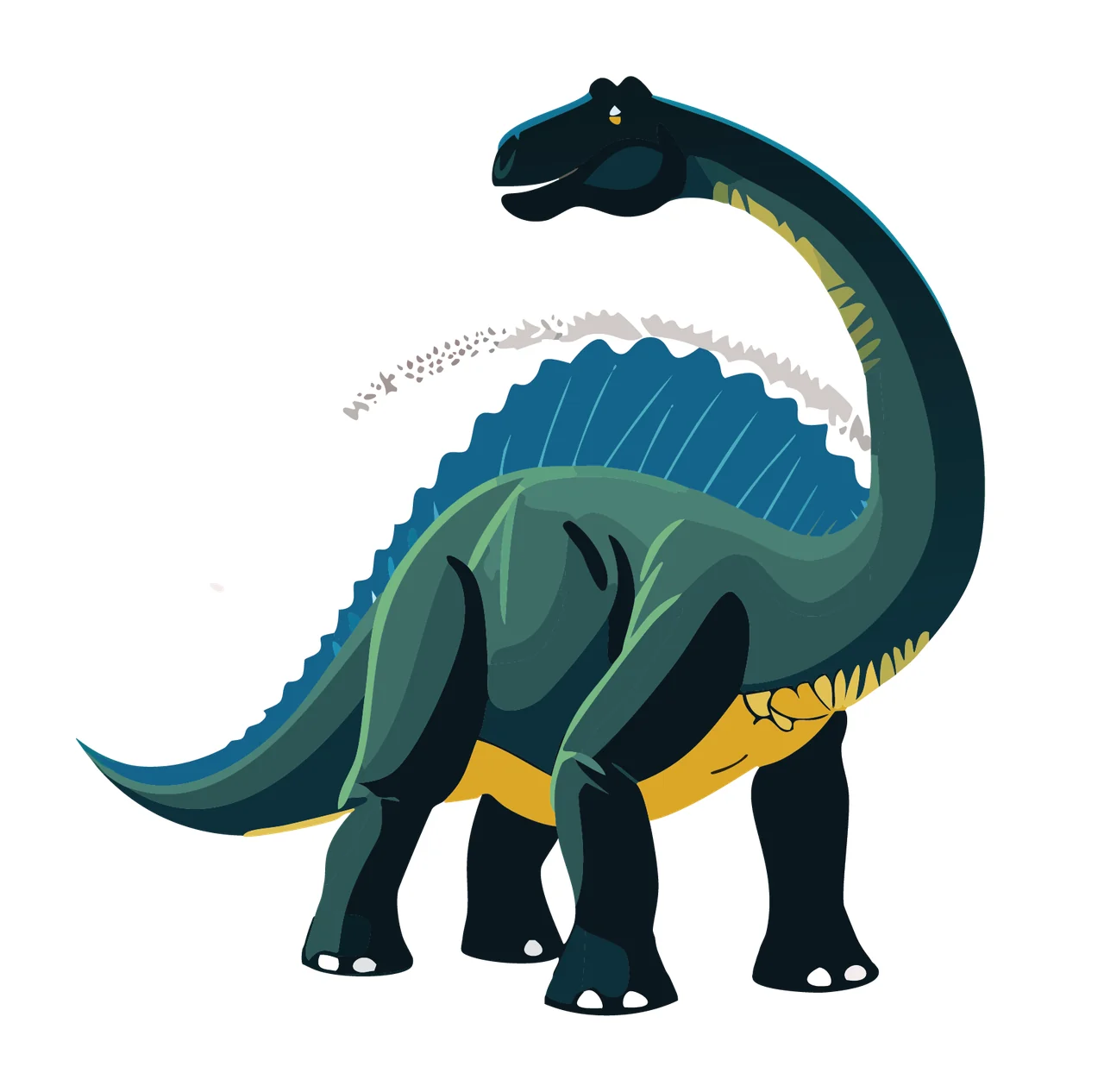 Dinosaur Black Sauropod Silhouette Detail standing tail neck