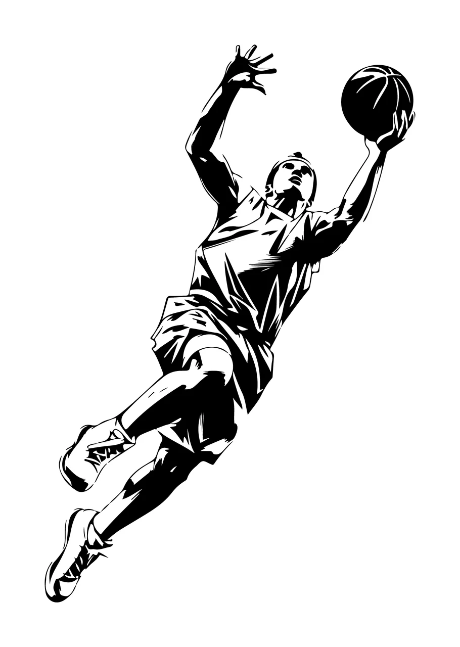 Player Jumping Shooting Basketball Ball leaping jersey shorts