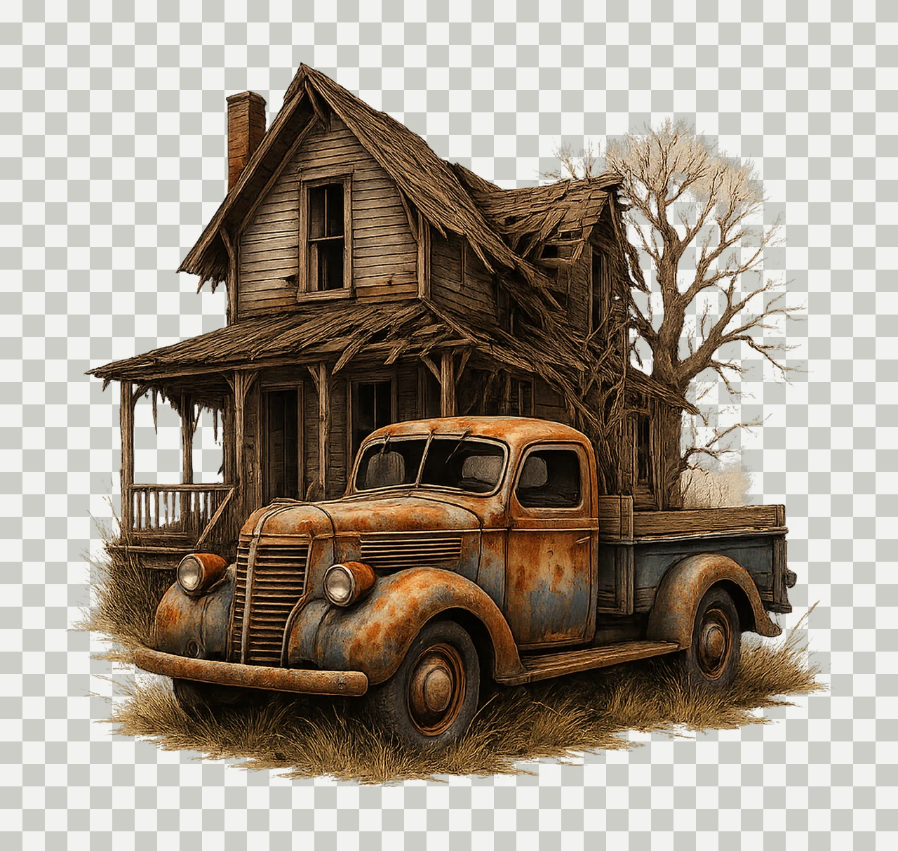 Old Trucks Artwork Antique Rusted Trucks Junk Truck Images transparency and detail preview thumbnail