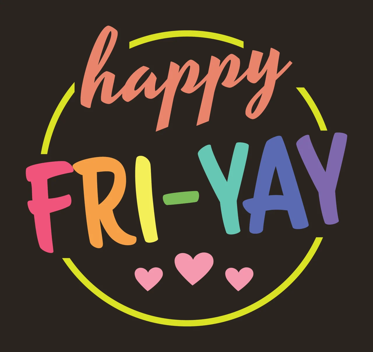 Happy Fri Yay Text Emblem Decorative Typography contrast preview thumbnail