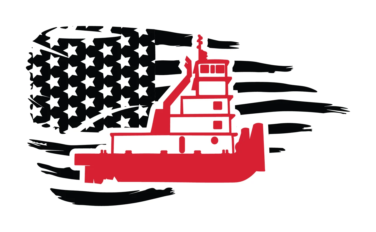 Can Glass Wrap Tugboat With Distressed American Flag