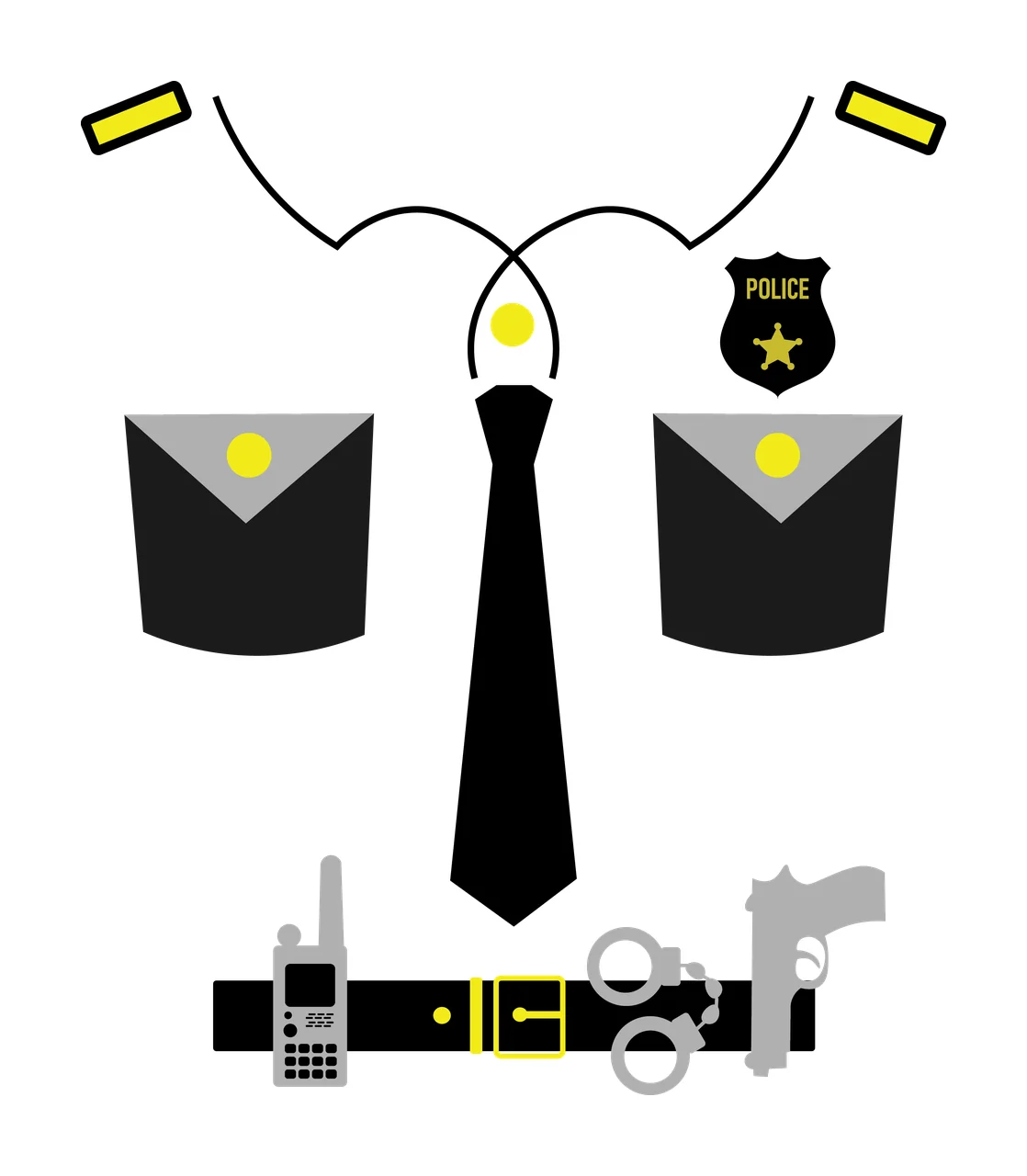 Police Shirt Uniform Silhouette With Tie And Equipment pockets