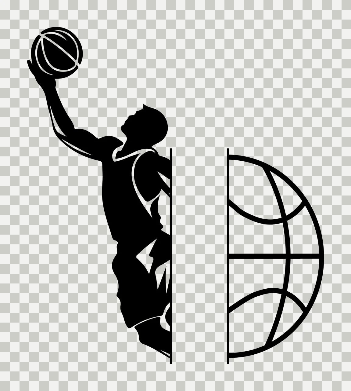 Can Glass Wrap Basketball Player Silhouette Reaching transparency and detail preview thumbnail