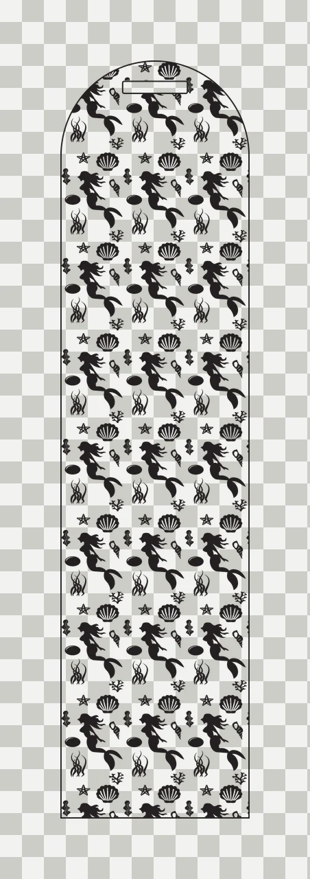 Mermaid Silhouette Pattern With Marine Life seashell and seaweed transparency and detail preview thumbnail