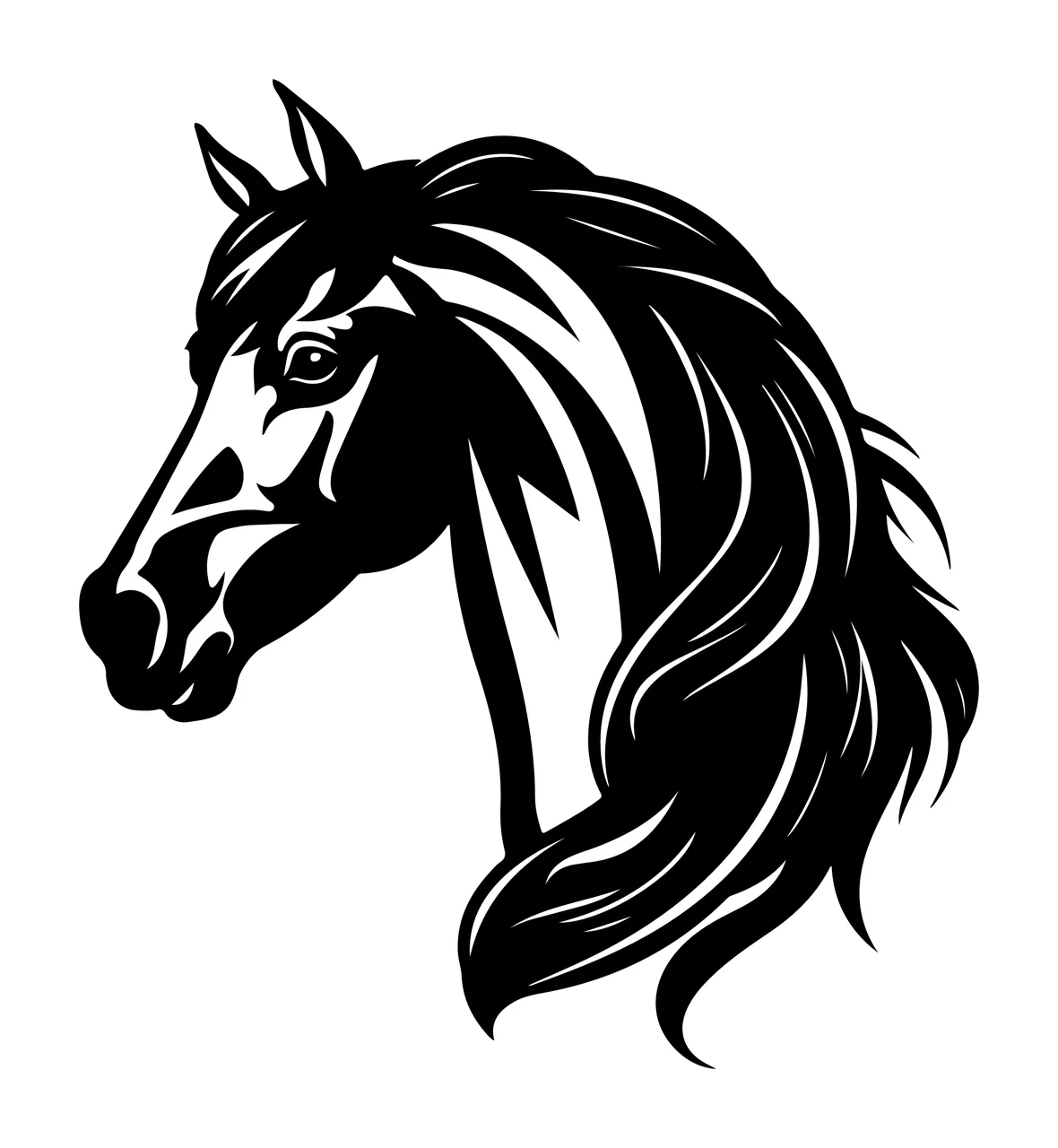 Horse Head Detailed Black Profile Icon mane animal 47 F16