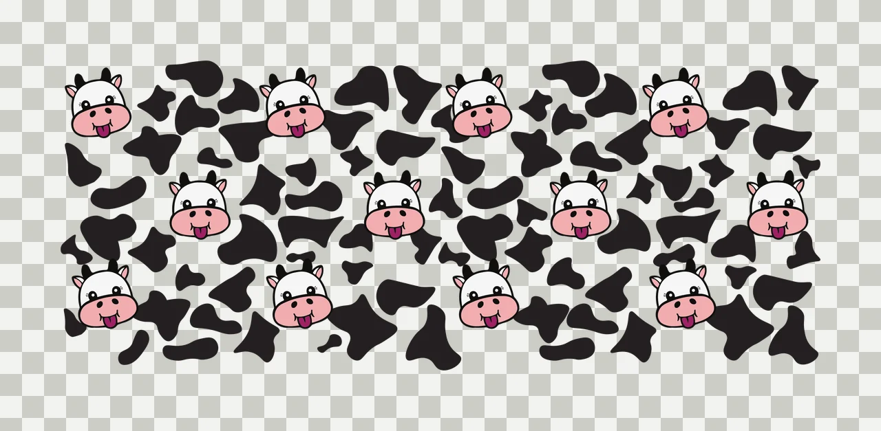 Cow Can Glass Wrap Spots Pattern With Animal head icons repeat transparency and detail preview thumbnail