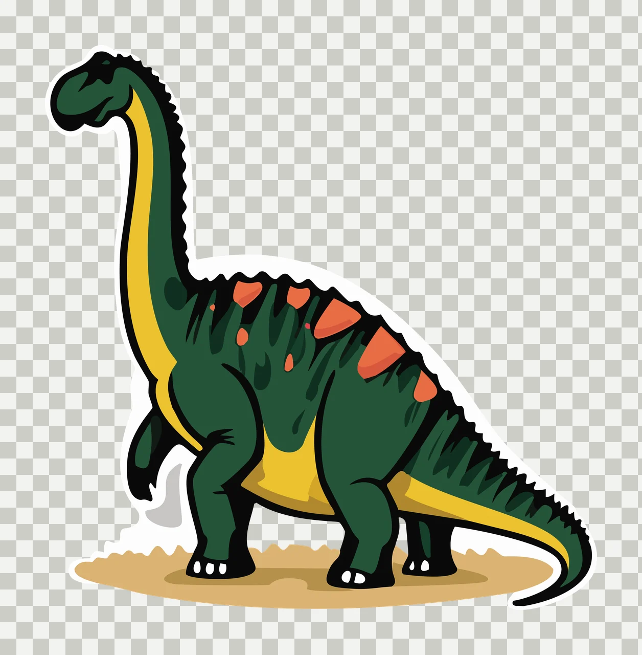 Dinosaur Black Silhouette Of Long Necked standing ground tail transparency and detail preview thumbnail