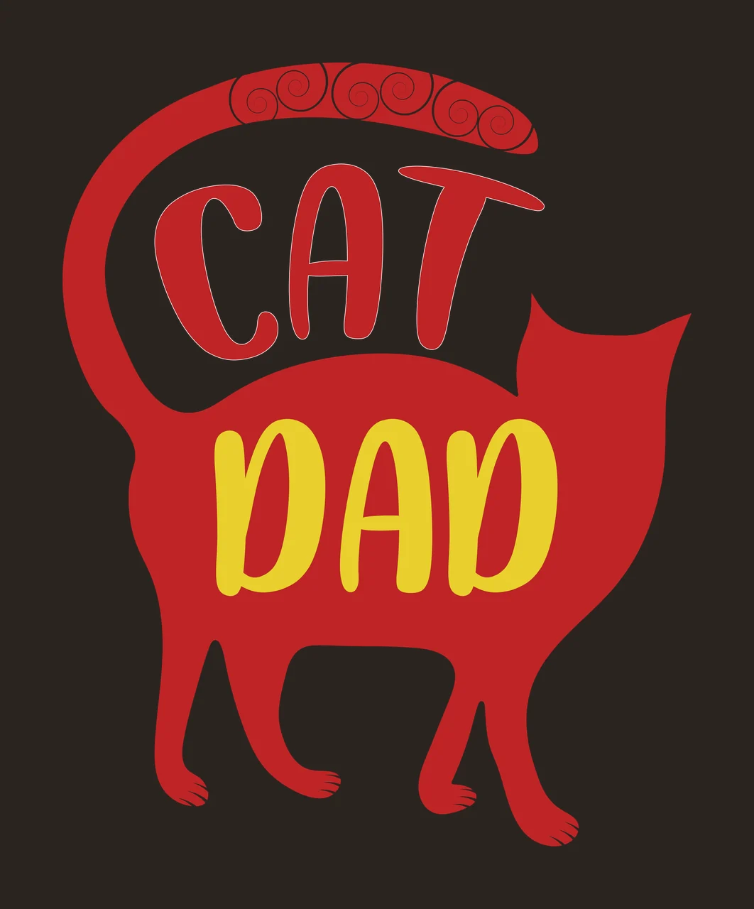 Cat Dad Text With Silhouette standing black typography pet contrast preview thumbnail