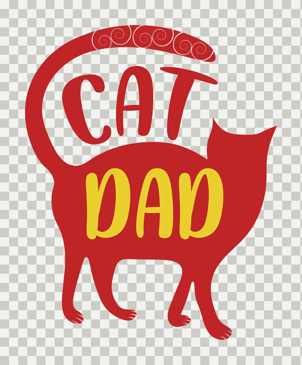 Cat Dad Text With Silhouette standing black typography pet transparency and detail preview thumbnail