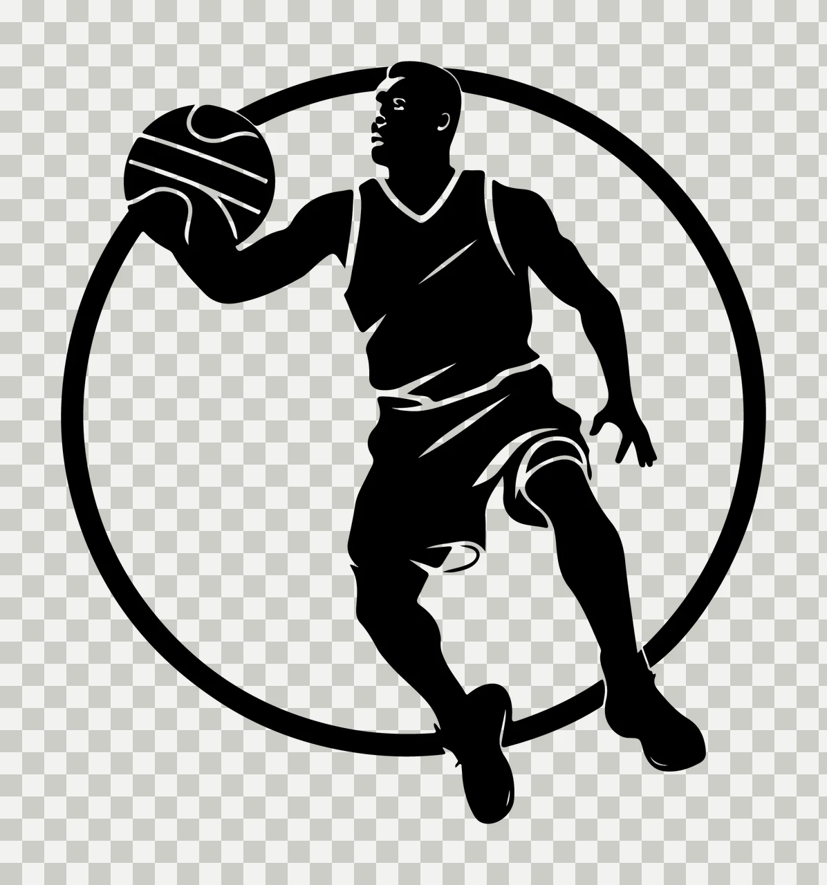 Can Glass Wrap Basketball Player In Circle Silhouette transparency and detail preview thumbnail