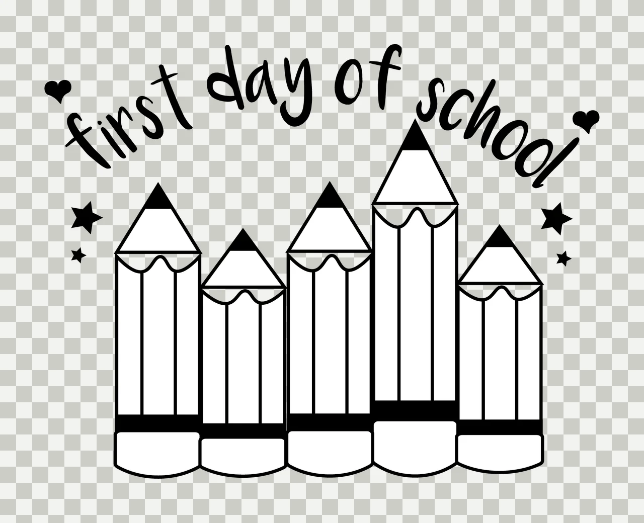 First Day Of School Pencils Decorating With Text transparency and detail preview thumbnail