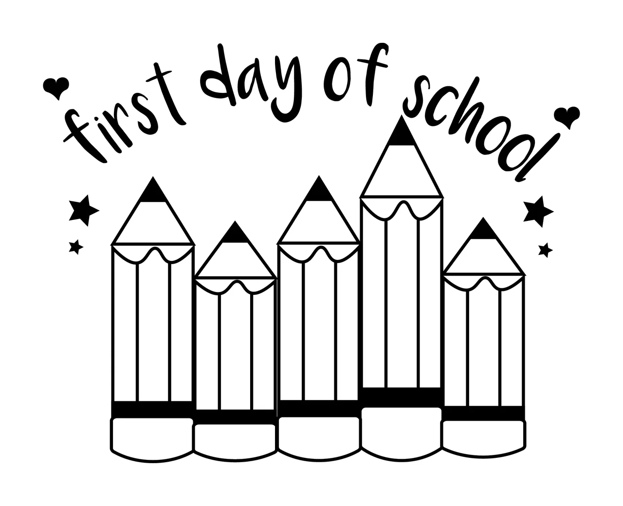 First Day Of School Pencils Decorating With Text