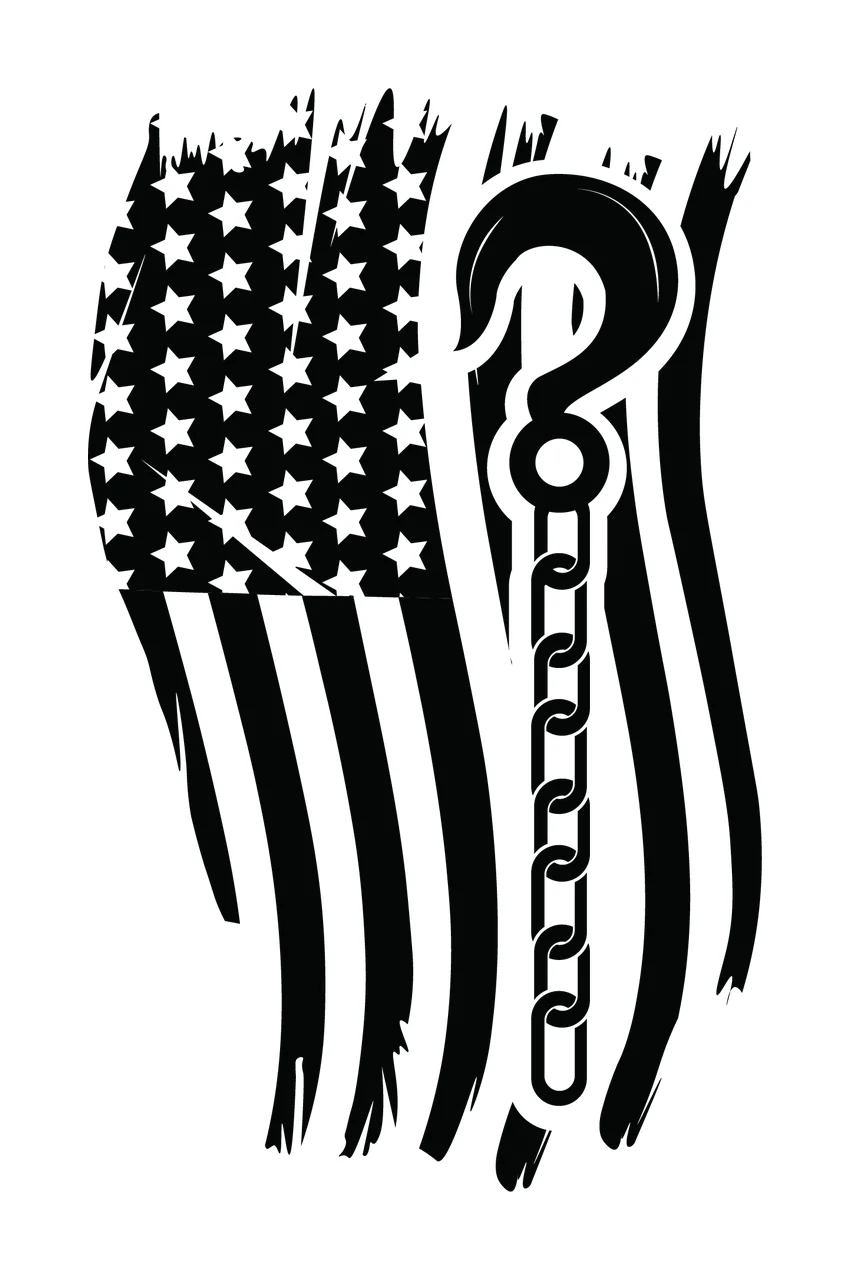 Towing Flag American With Tow Hook and chain grunge black