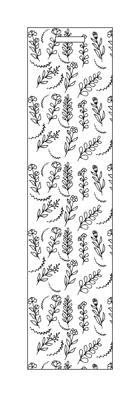 Floral Pattern With Hand Drawn Leaves flowers twigs Line art