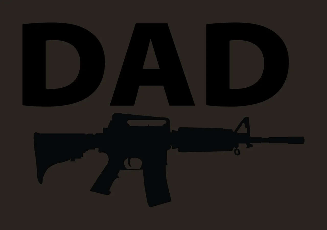 Dad Typography With A Rifle Silhouette Graphic black white contrast preview thumbnail