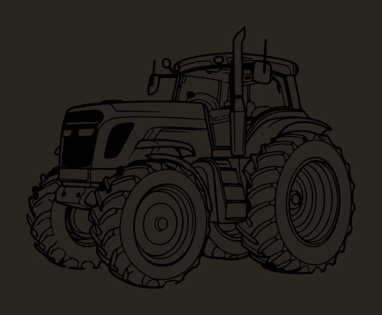 Agricultural Tractor Side Profile stationary wheels exhaust pipe contrast preview thumbnail