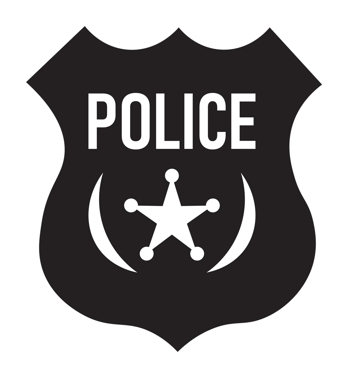 Simple Solid Black Shield Icon With Three Top minimalist white