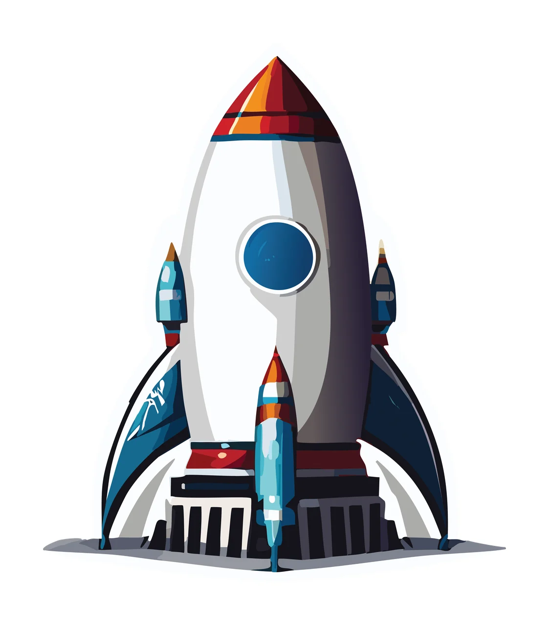 Space Rocket Launch Line Art Graphic launching fins exhaust