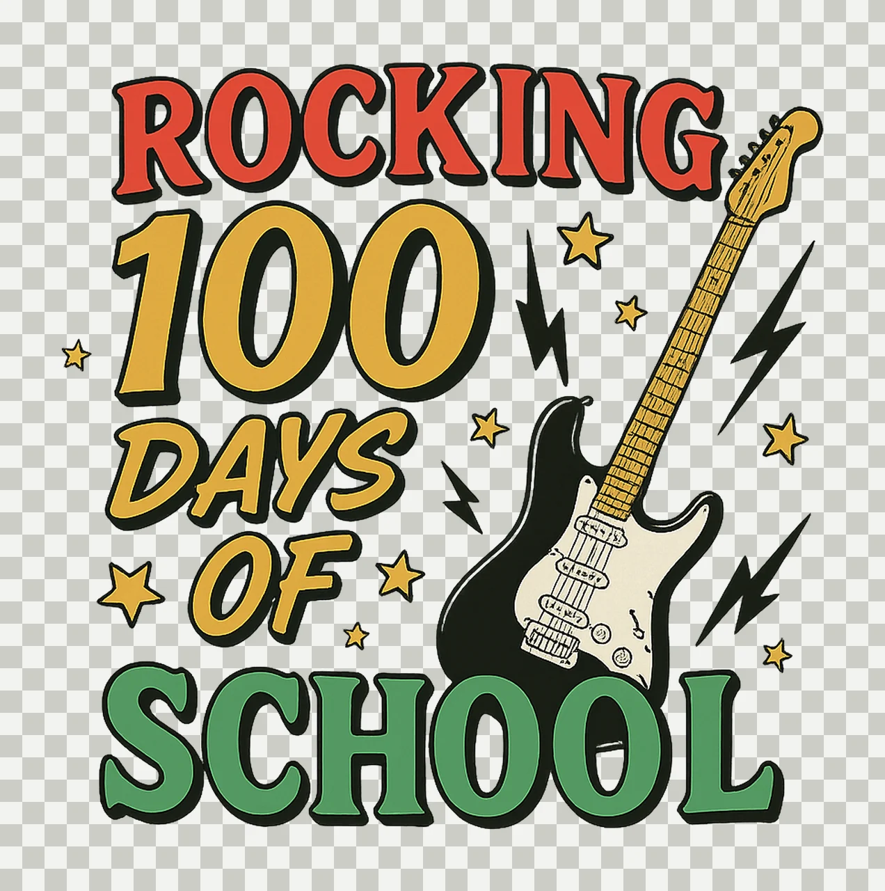 Rocking 100 Days Of School Music Teacher Design 100th Day transparency and detail preview thumbnail