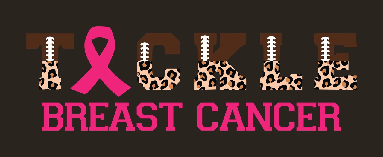 Tackle Breast Cancer Black Text With Leopard Print ribbon Variation contrast preview thumbnail