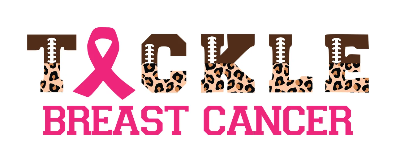 Tackle Breast Cancer Black Text With Leopard Print ribbon Variation