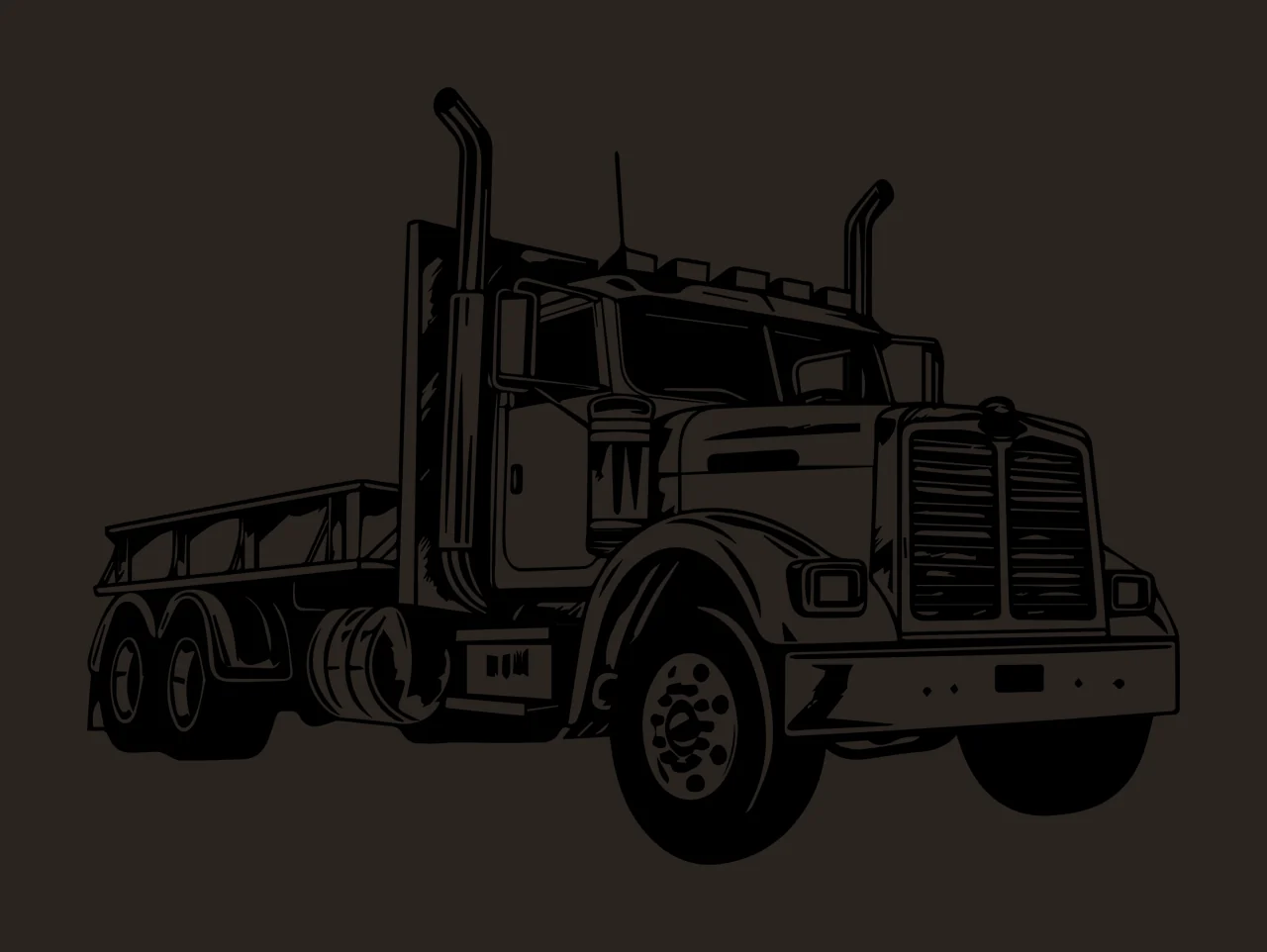 Truck Semi Vehicle Graphic wheels exhaust pipes line art black contrast preview thumbnail