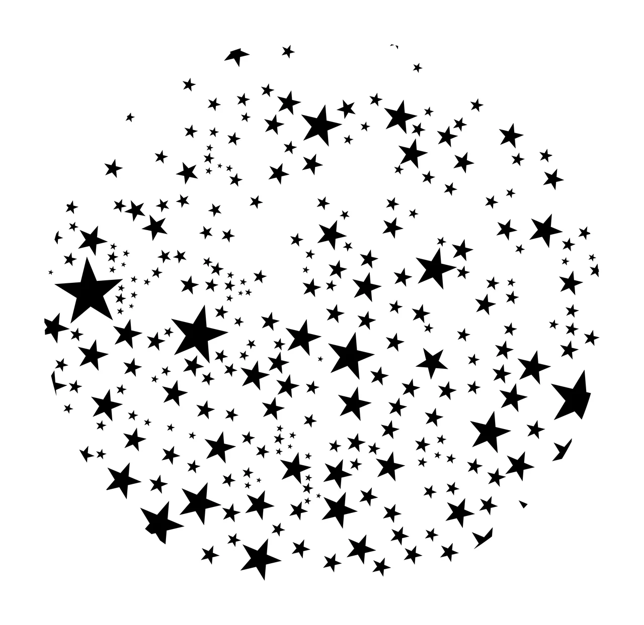 Keychain Circular Black Frame With Star Scatter pattern stars
