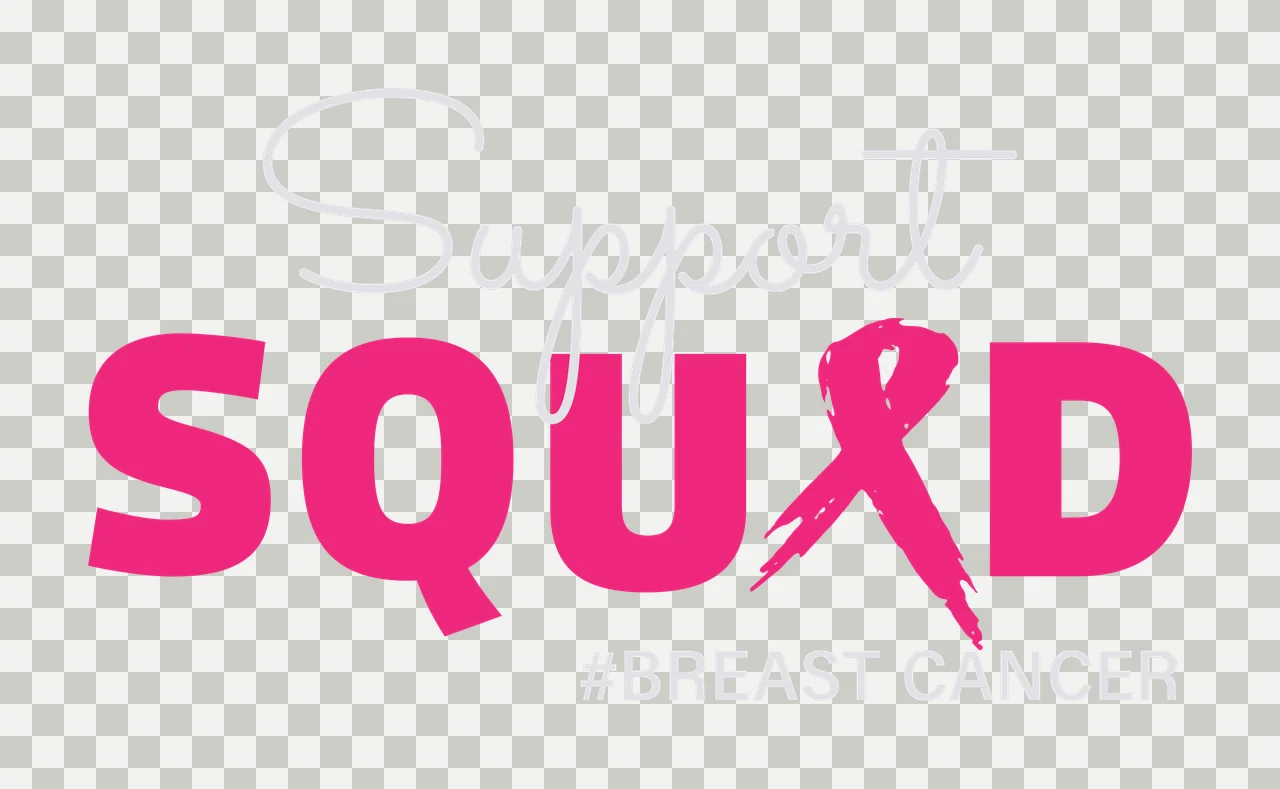 Support Squad Breast Cancer Ribbon Text black white typography transparency and detail preview thumbnail