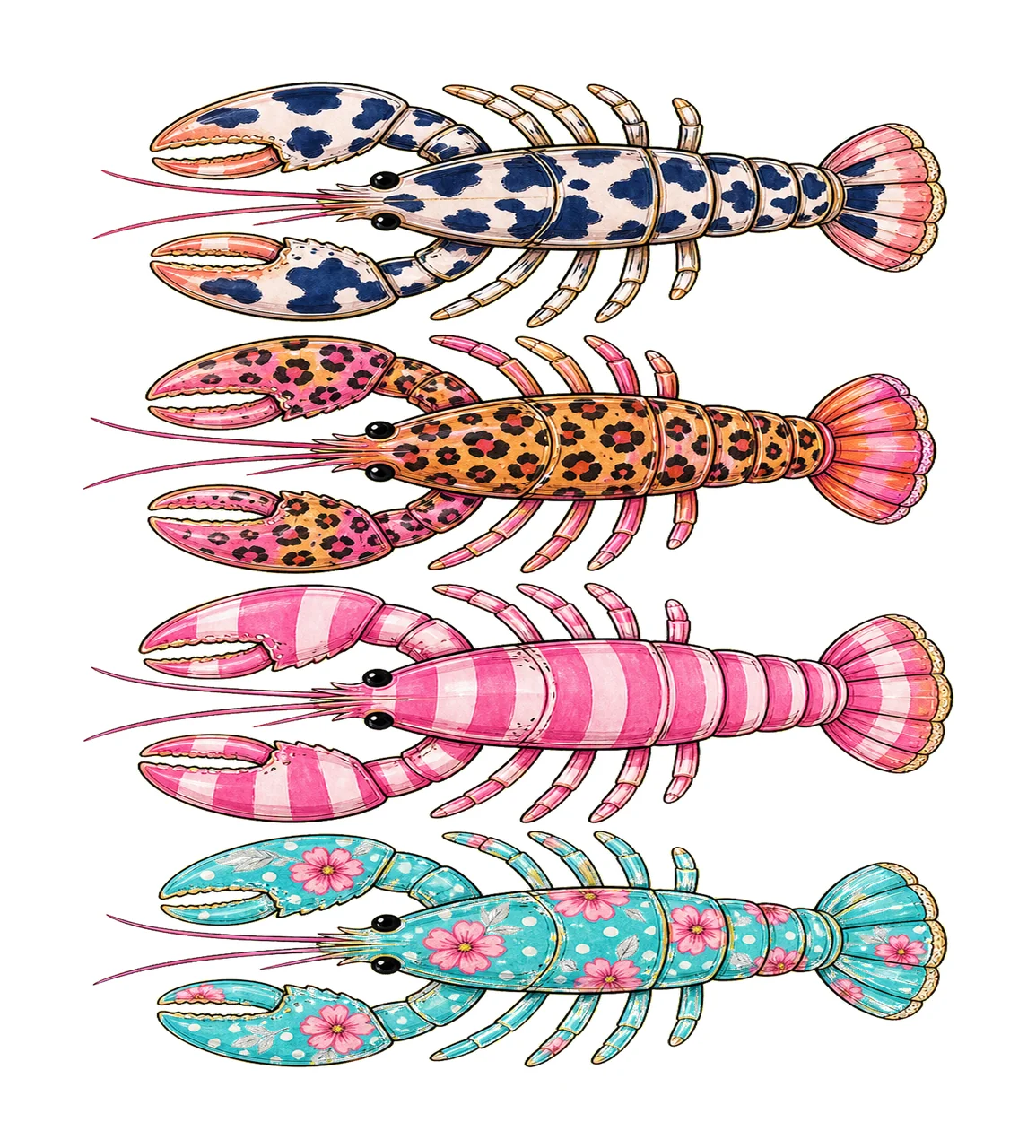 Preppy Lobster Beach Summer Vacation Shirt Variation E