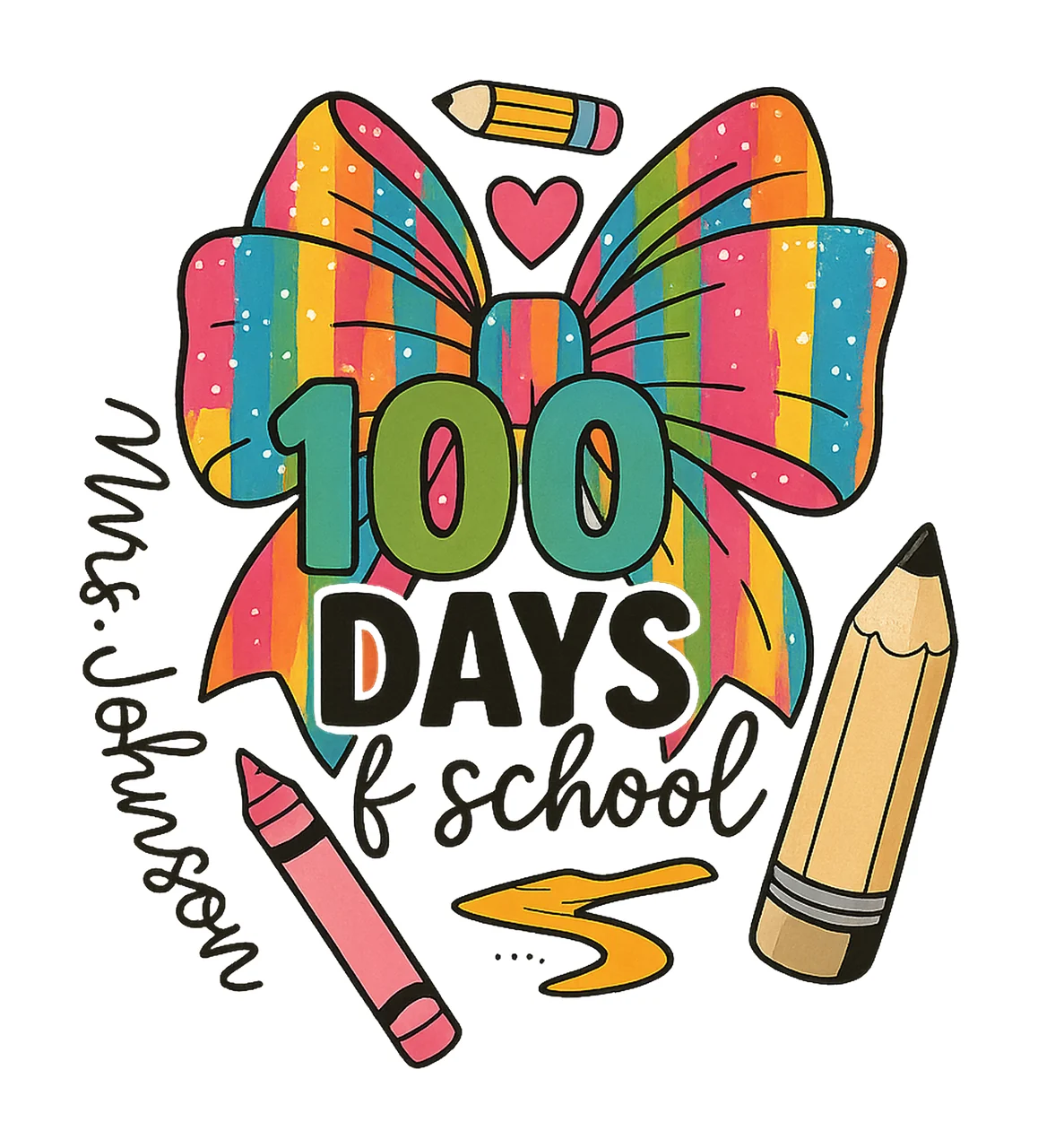 100 Day of School Brushstroke Coquette Teacher Design
