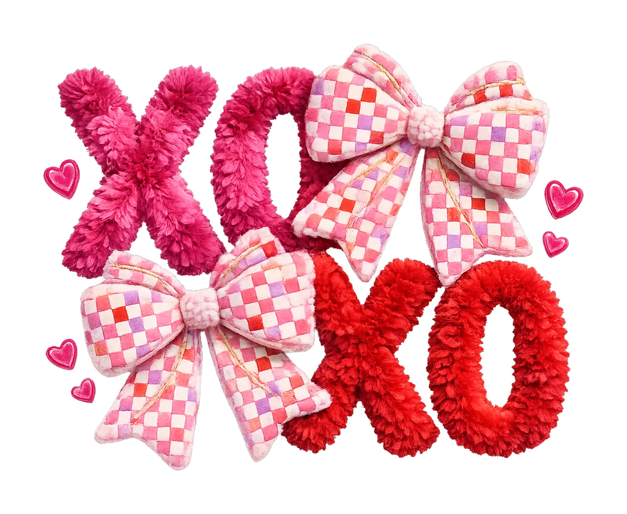 Valentine XOXO Faux Yarn Latch Hook Bow Coquette Sublimation