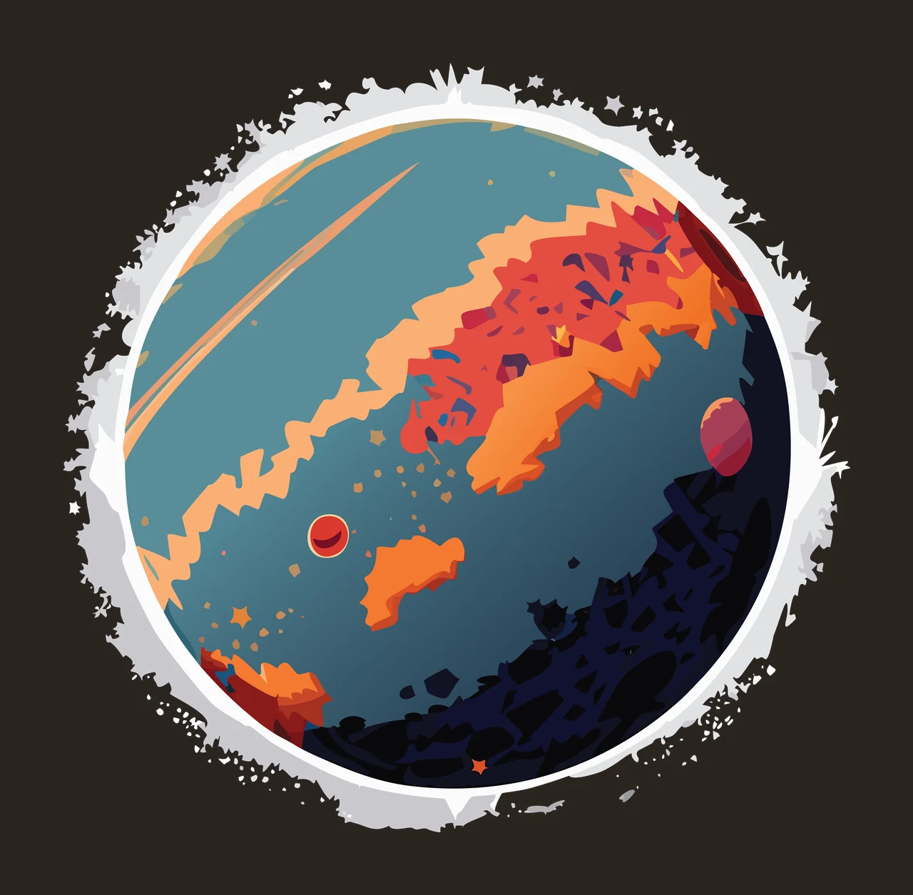 Rough Circular Frame With Stars framing splatters silhouette contrast preview thumbnail